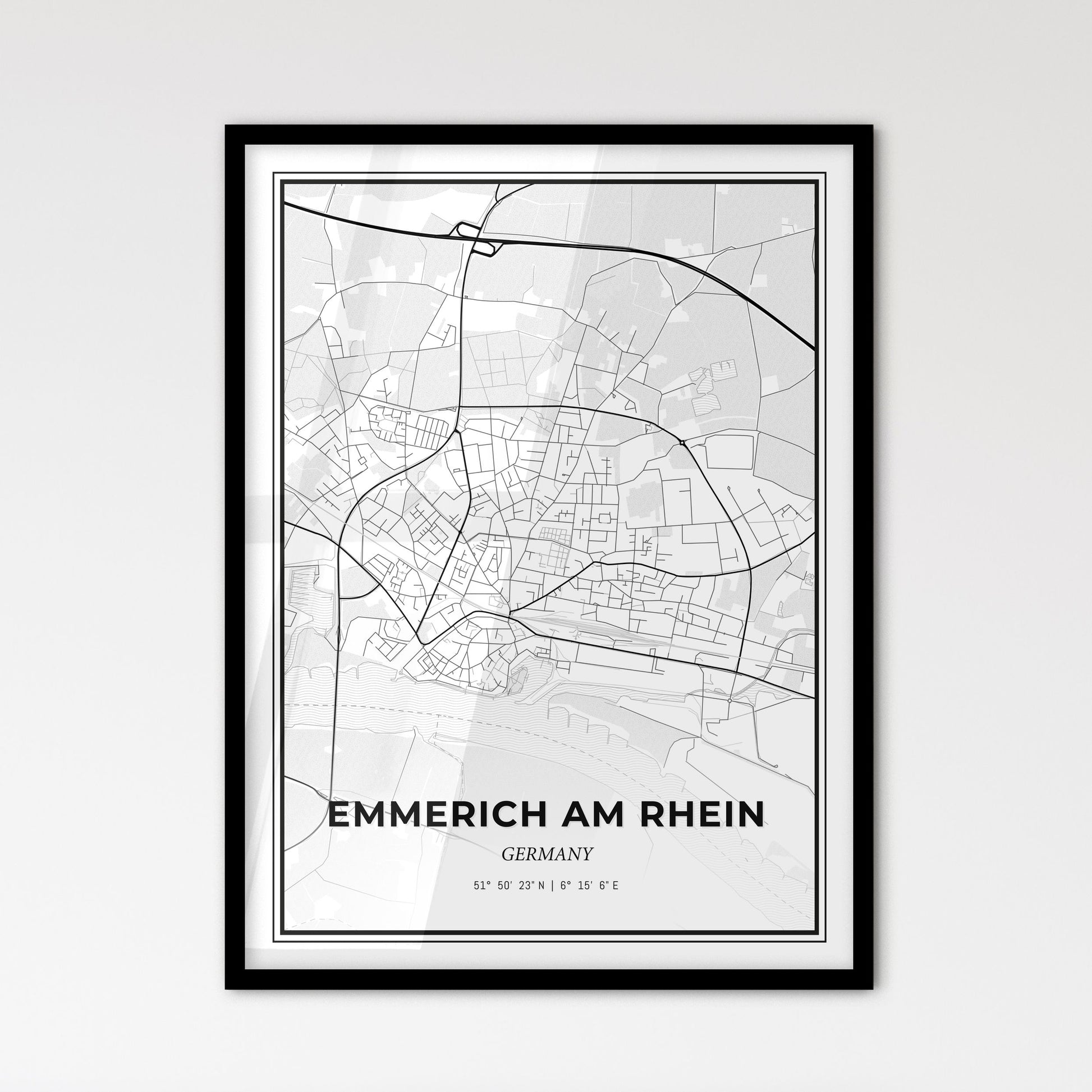 Emmerich am Rhein Germany - Scandinavian Style City Map for Modern Home Decor