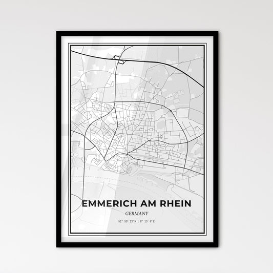 Emmerich am Rhein Germany - Scandinavian Style City Map for Modern Home Decor