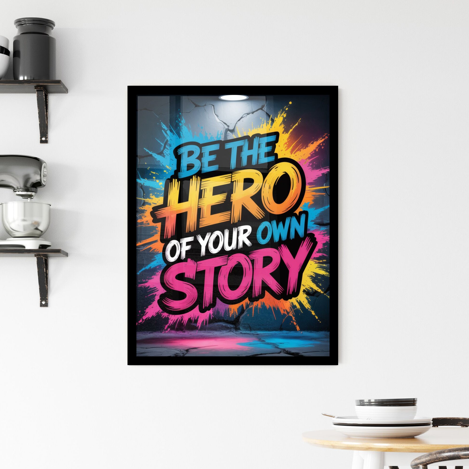 Empower Yourself: Become the Hero of Your Own Narrative with Bold, Vibrant Graffiti Art Framed Print