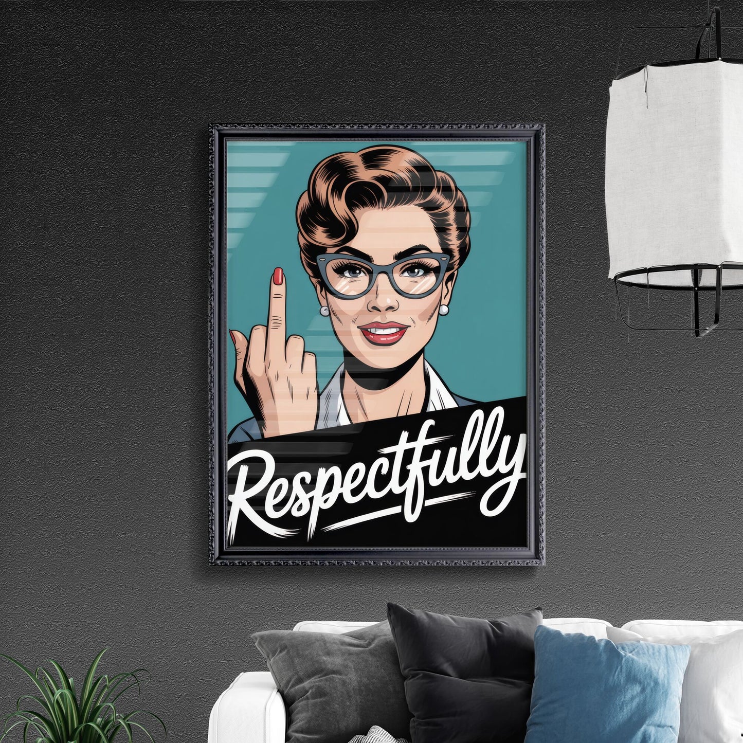 Empowered Woman Expressing Attitude with a Bold Gesture and Confident Smile Against a Vibrant Background.