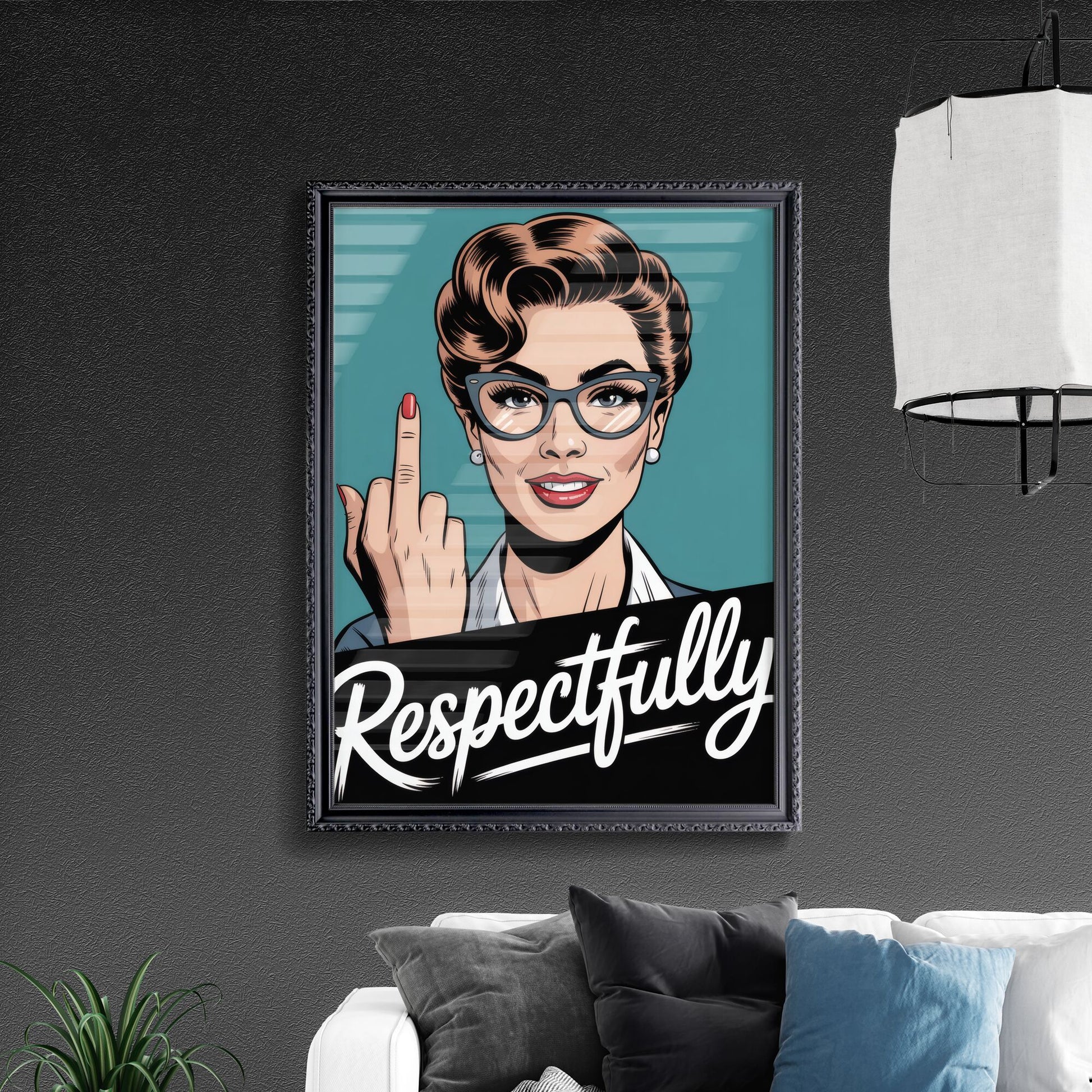 Empowered Woman Expressing Attitude with a Bold Gesture and Confident Smile Against a Vibrant Background.