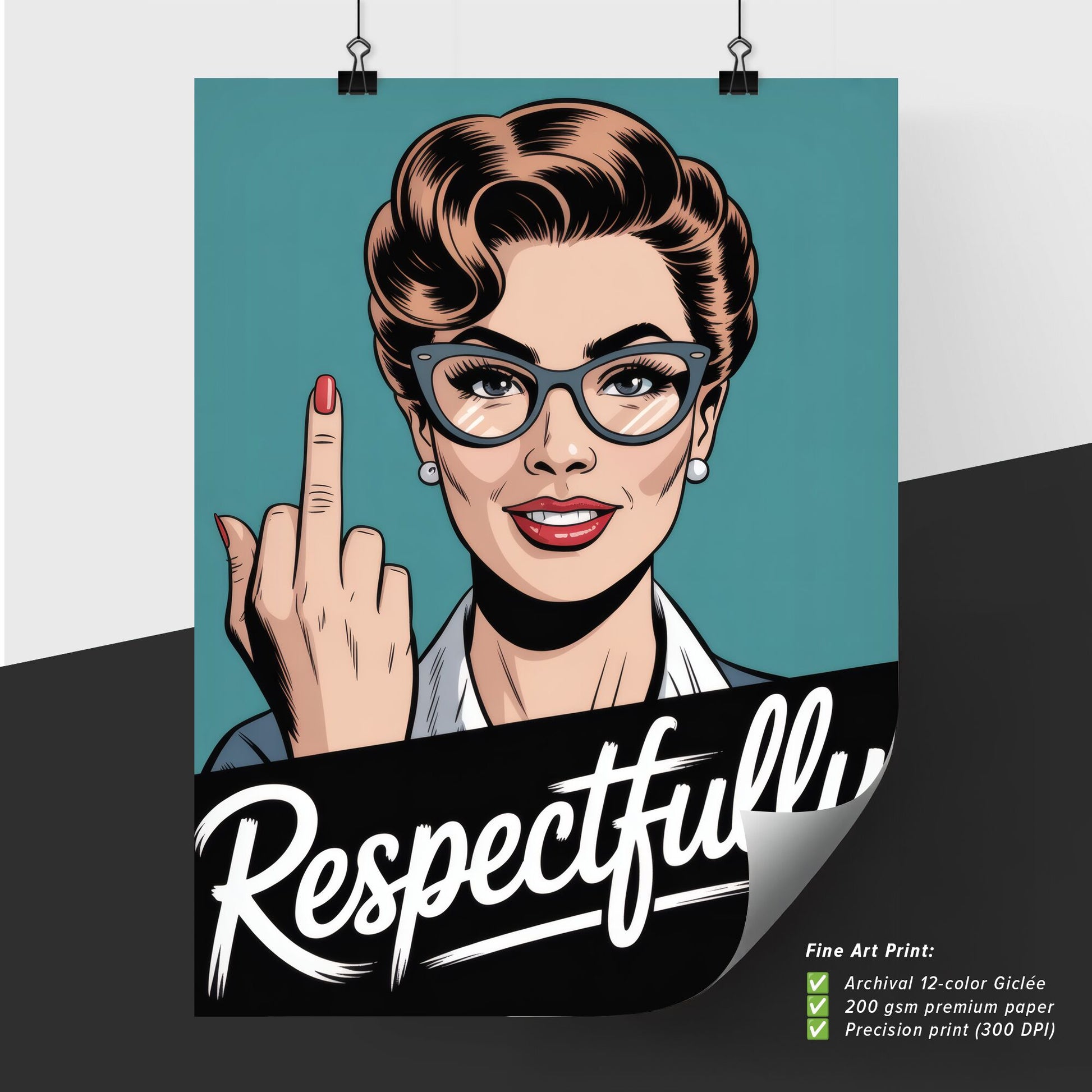 Empowered Woman Expressing Attitude with a Bold Gesture and Confident Smile Against a Vibrant Background.