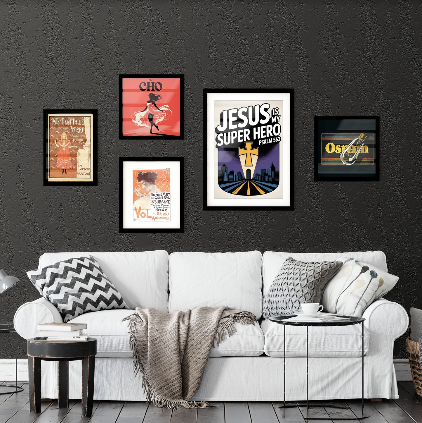 Empowering Christian Graphic: Jesus, My Super Hero with Urban Skyline and Inspirational Message Collection