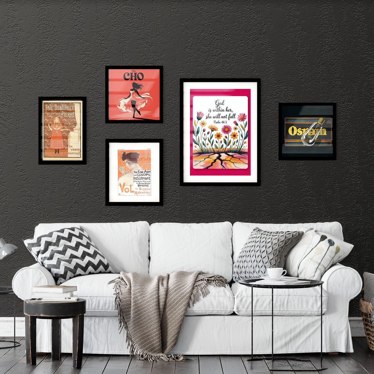 Empowering Floral Design Featuring Inspiring Quote from Psalm 46:5 on Vibrant Background. Collection