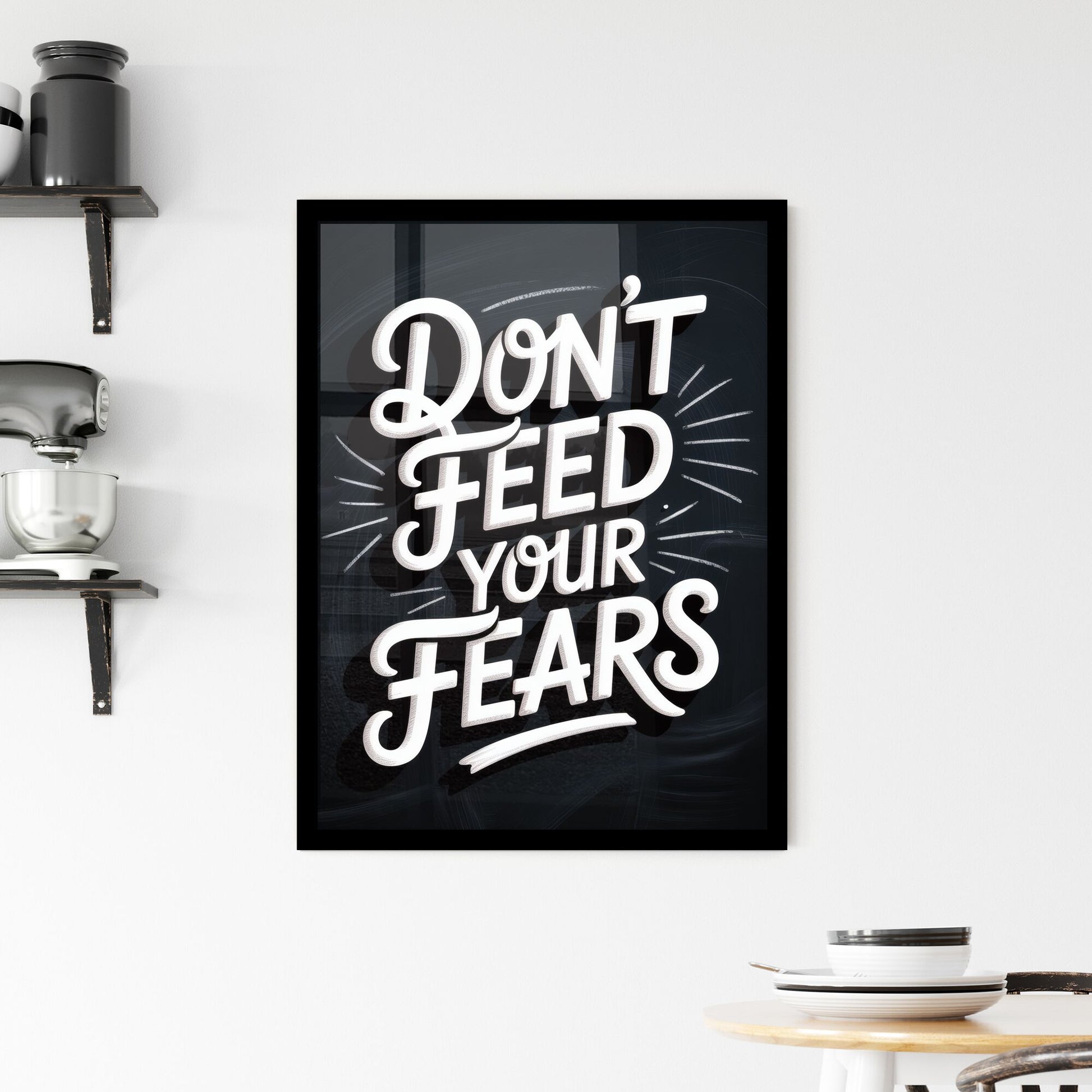 Empowering Message: Don't Feed Your Fears – Overcoming Anxiety and Building Confidence in Daily Life. Framed Print