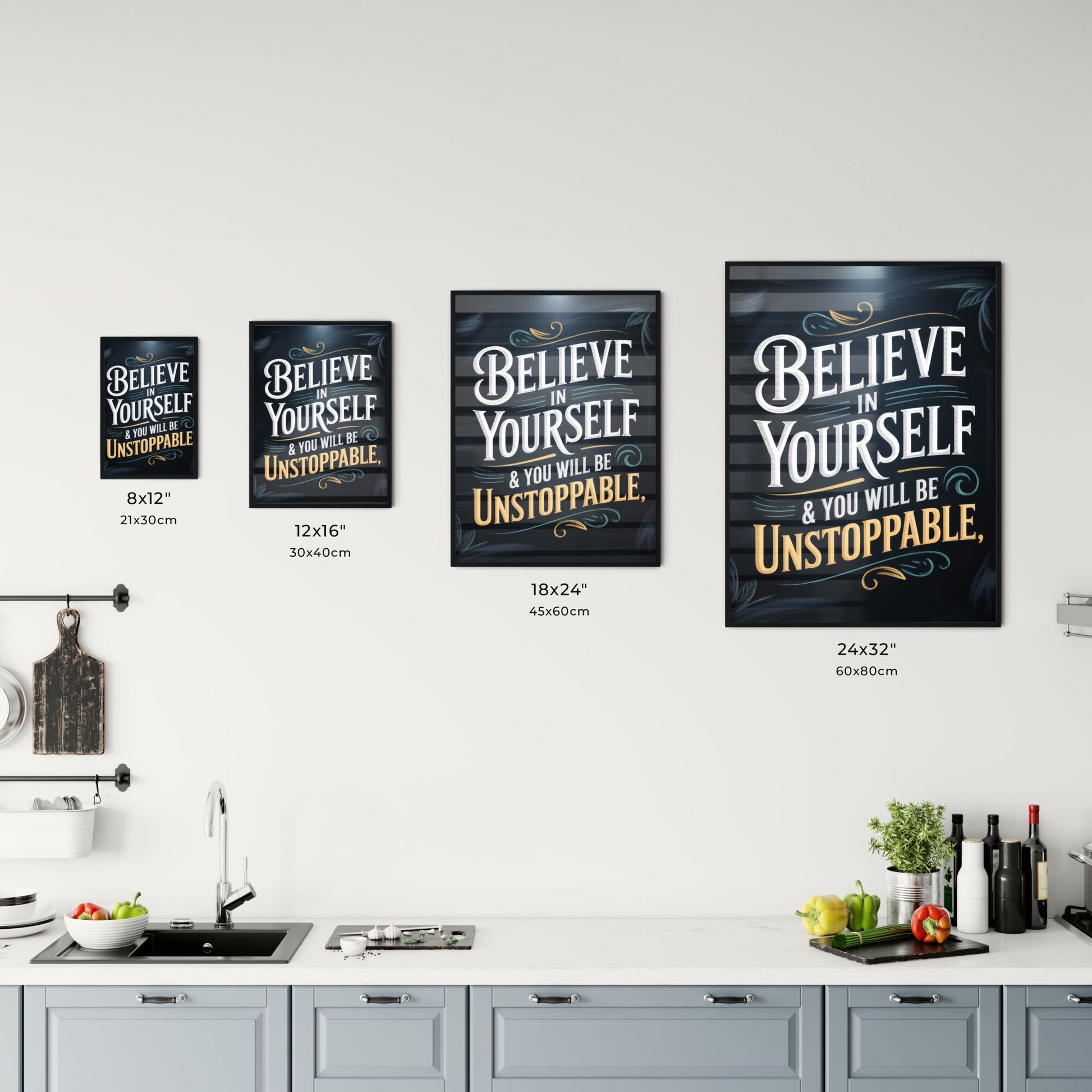 Empowering Inspirational Quote: Believe in Yourself & You Will Be Unstoppable, Uplifting Wall Art for Motivation. Chart