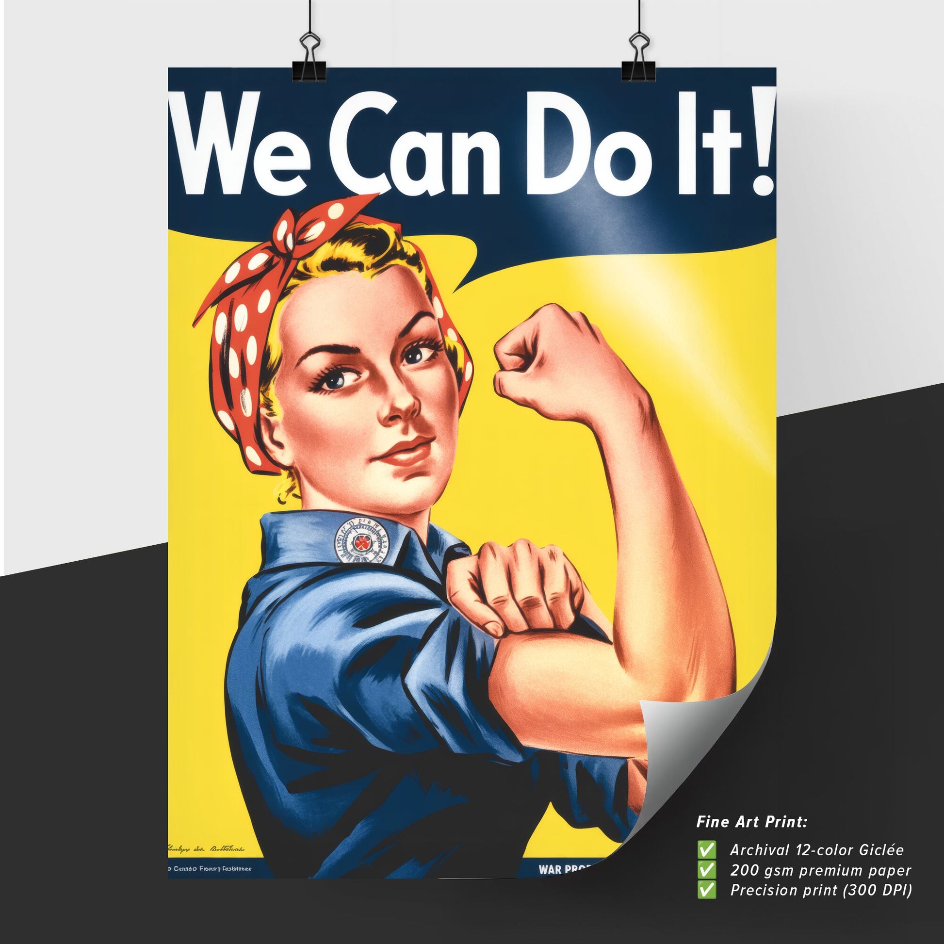 Empowering Women: Vintage Rosie the Riveter Symbolizing Strength and Determination in the Workforce.