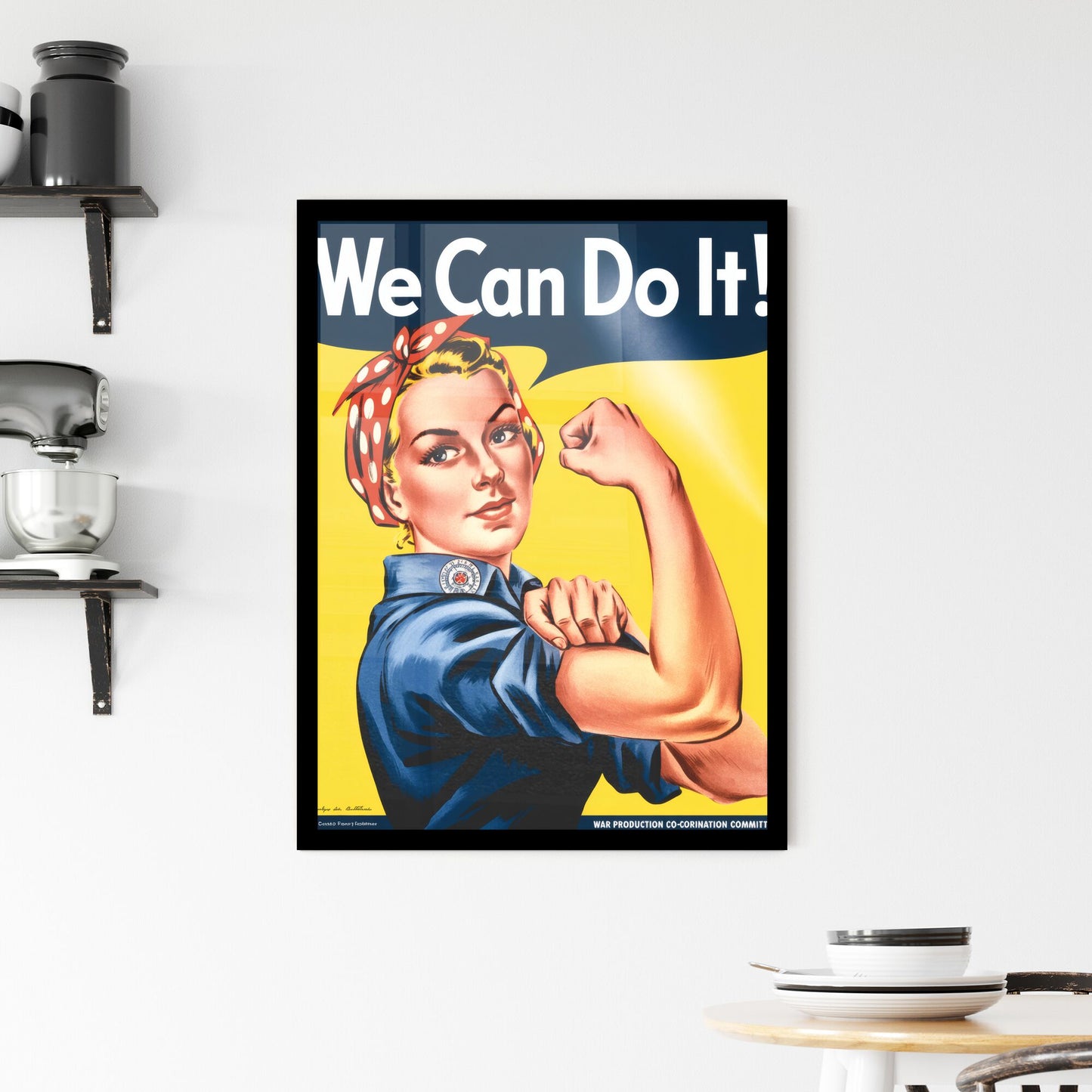 Empowering Women: Vintage Rosie the Riveter Symbolizing Strength and Determination in the Workforce. Framed Print