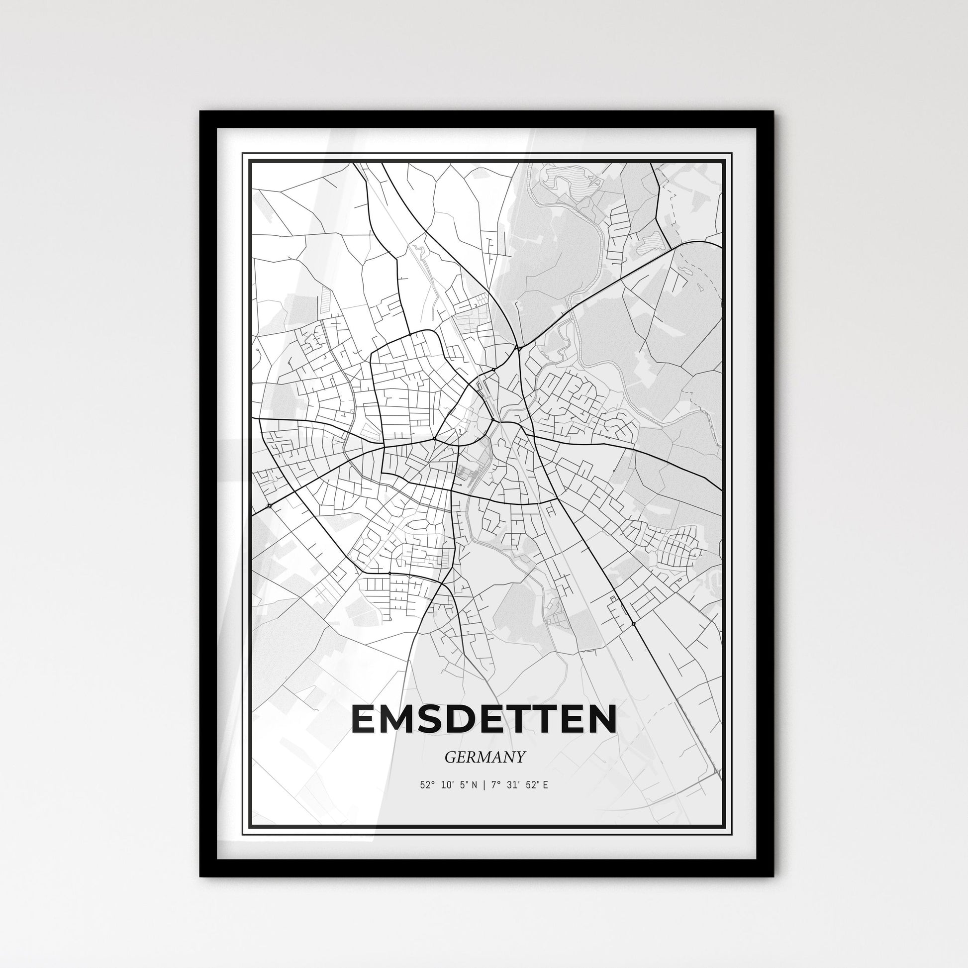 Emsdetten Germany - Scandinavian Style City Map for Modern Home Decor