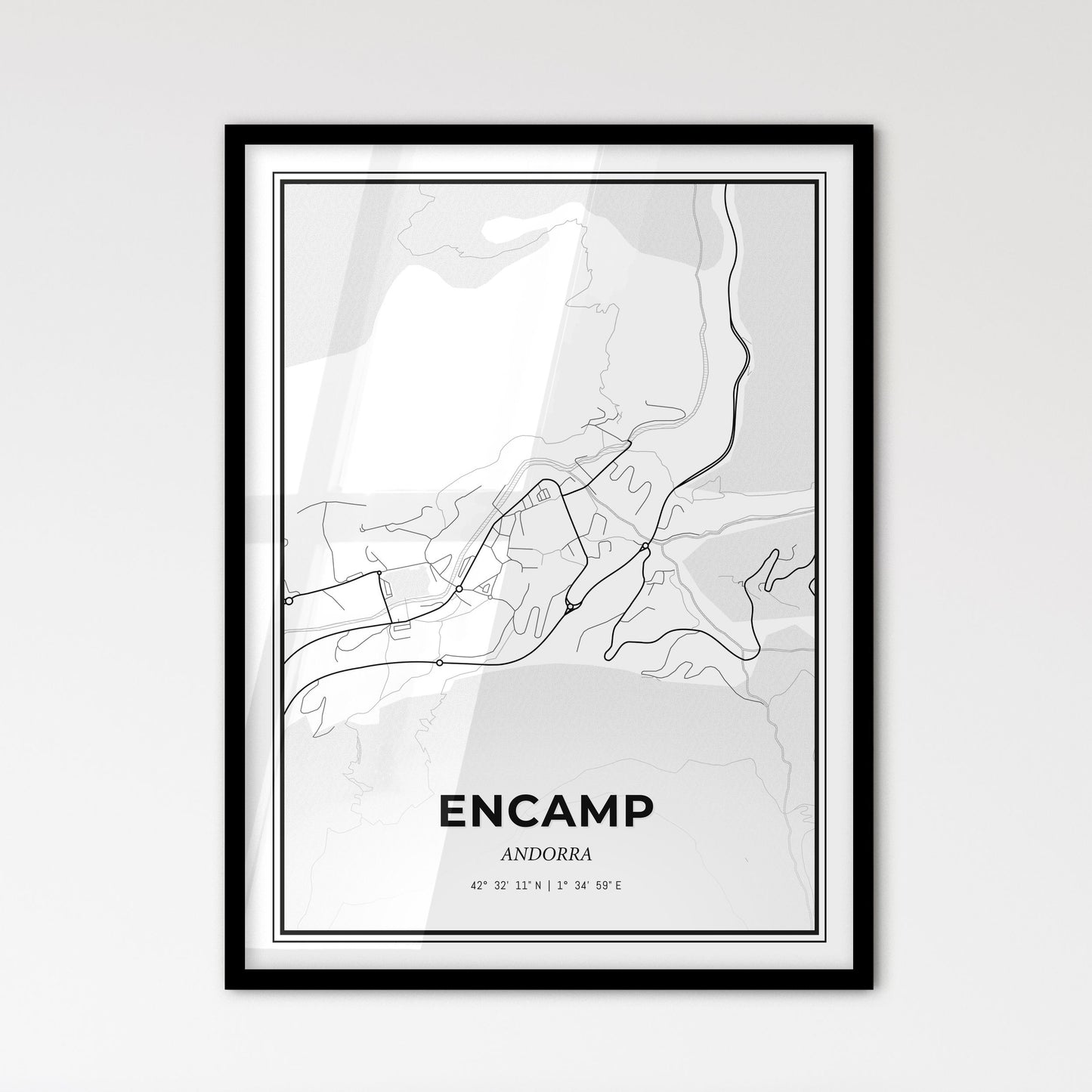 Encamp Andorra - Scandinavian Style City Map for Modern Home Decor