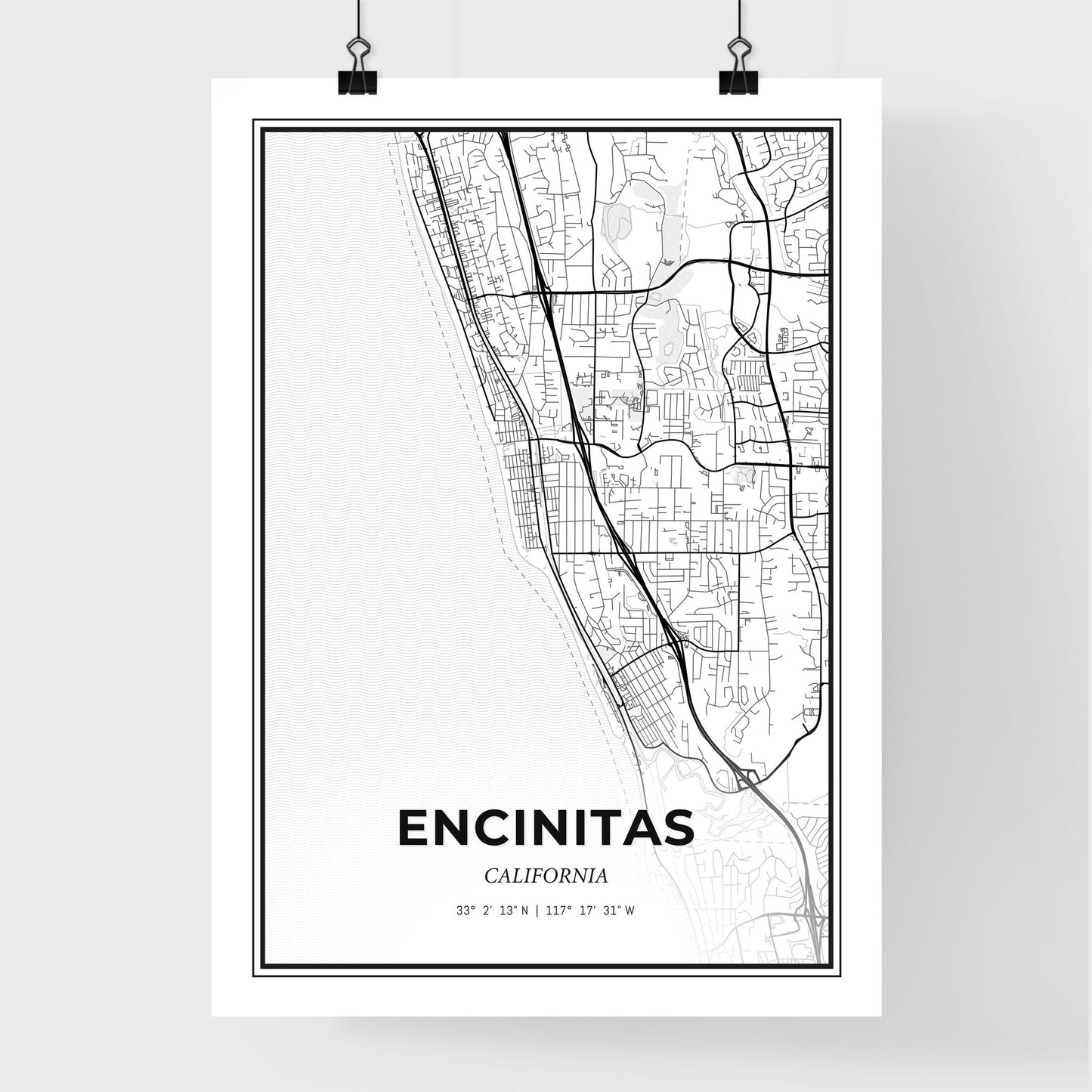 Encinitas California - Premium City Map Poster