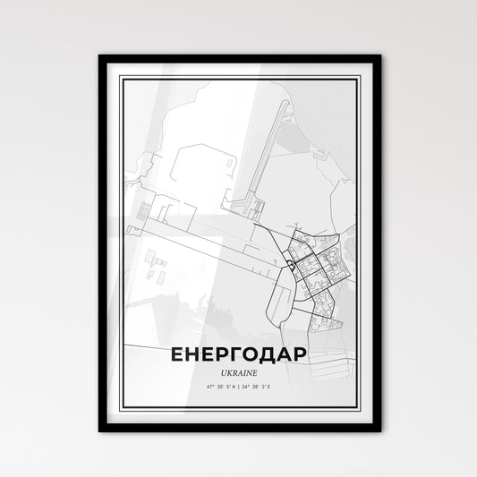 Enerhodar Ukraine - Scandinavian Style City Map for Modern Home Decor