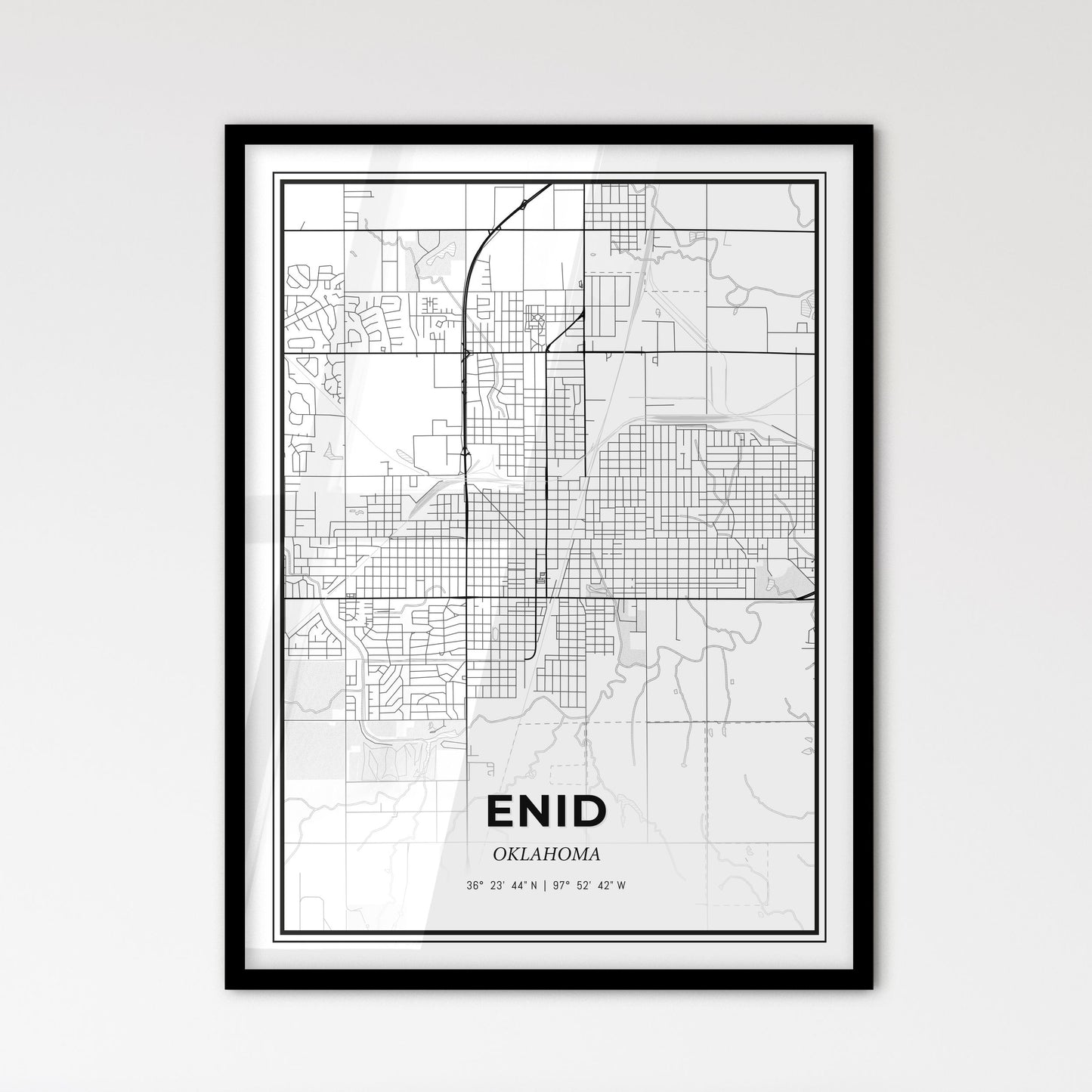 Enid Oklahoma - Scandinavian Style City Map for Modern Home Decor