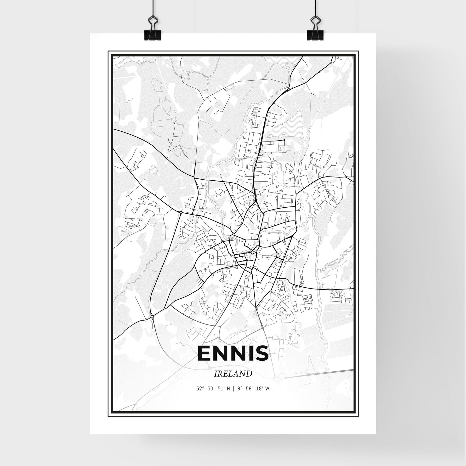 Ennis Ireland - Premium City Map Poster