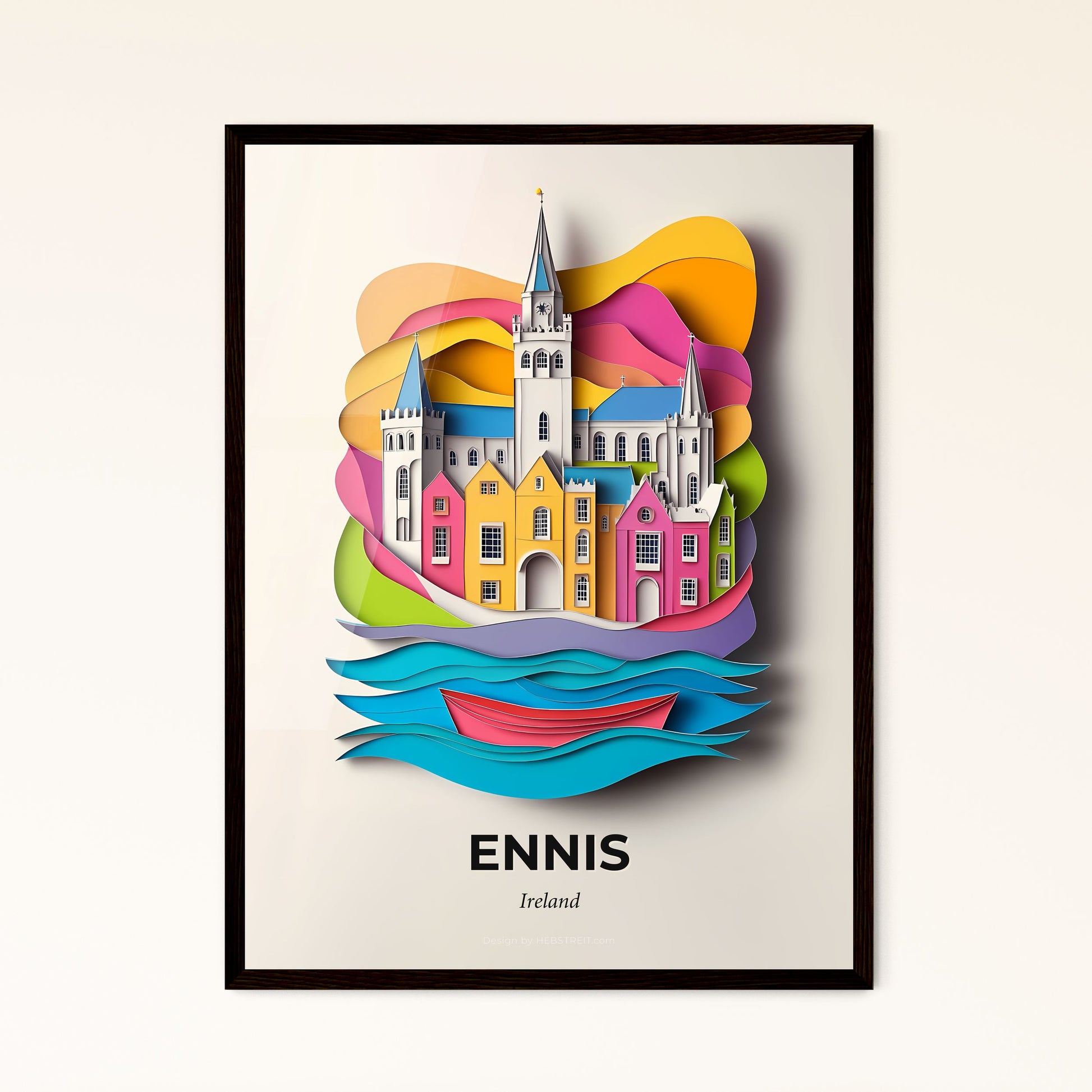 Vivid Ennis, Ireland - a paper cut of a city with a boat