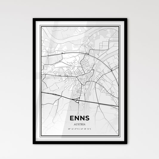 Enns Austria - Scandinavian Style City Map for Modern Home Decor