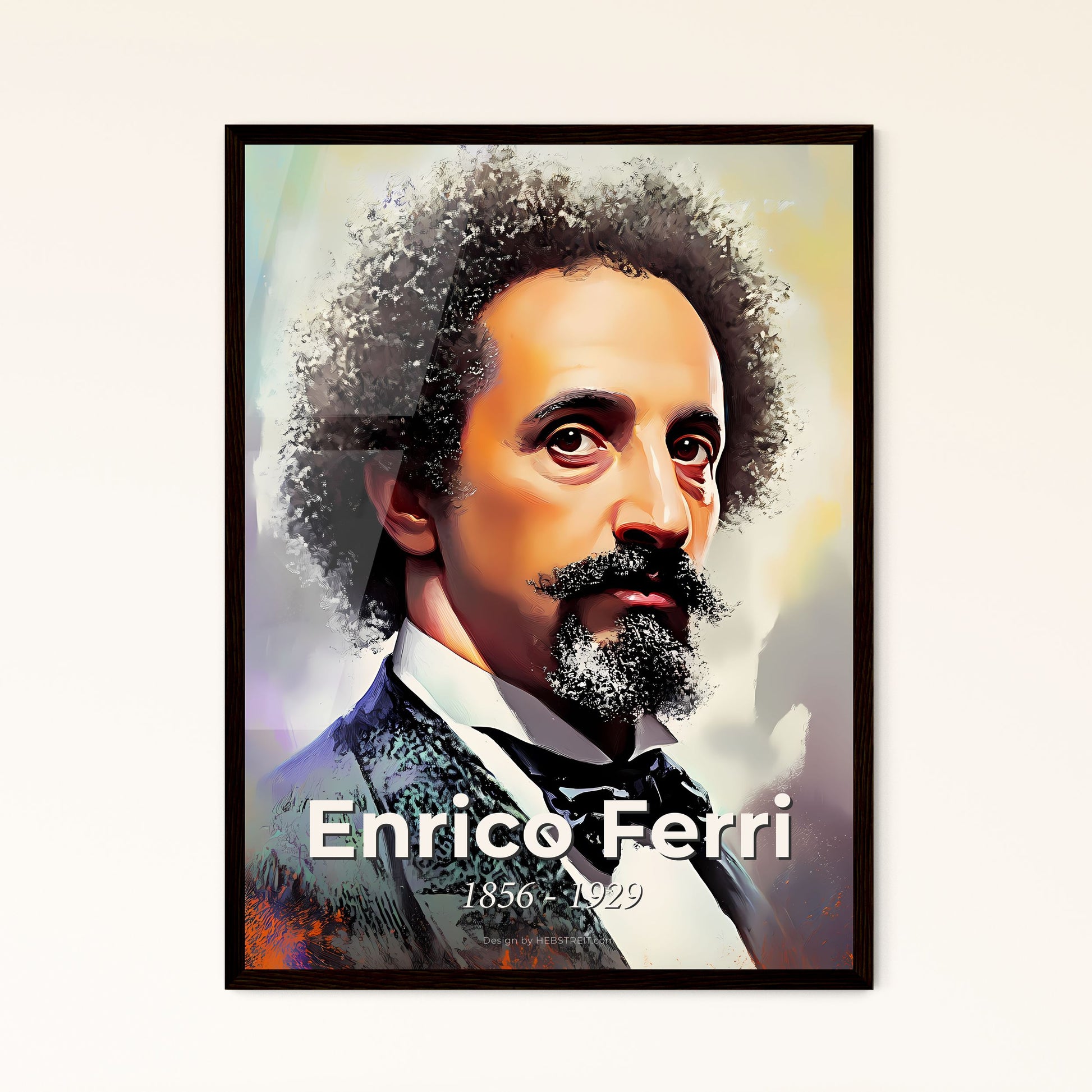 Portrait of Enrico Ferri, 1856 - 1929. Impressionistic painting of a man with a beard and mustache.