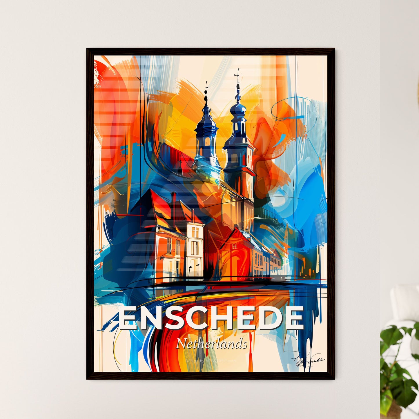 Vibrant Enschede, Netherlands - A Painting Of A Building