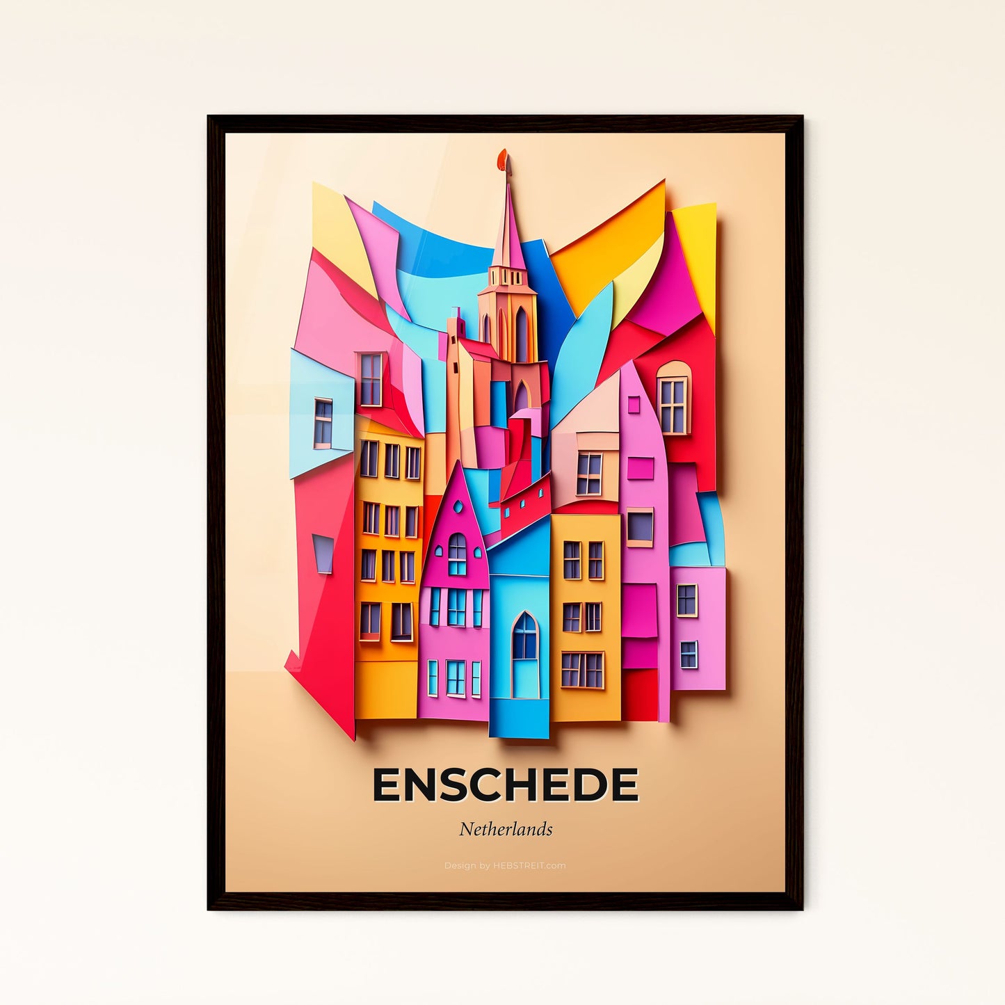 Vivid Enschede, Netherlands - a colorful city with a clock tower on top of it