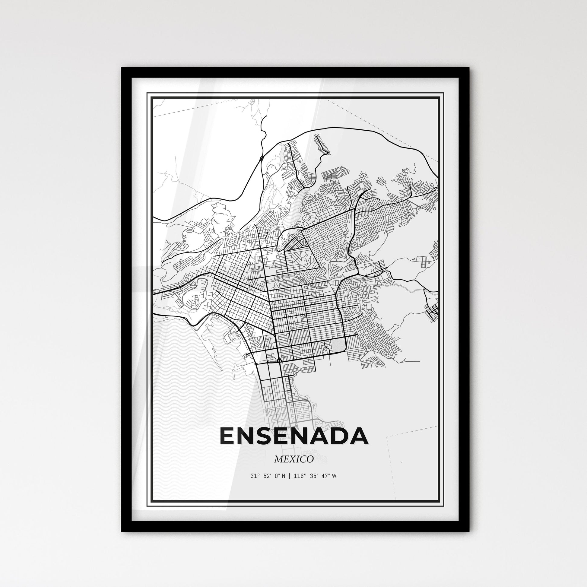 Ensenada Mexico - Scandinavian Style City Map for Modern Home Decor