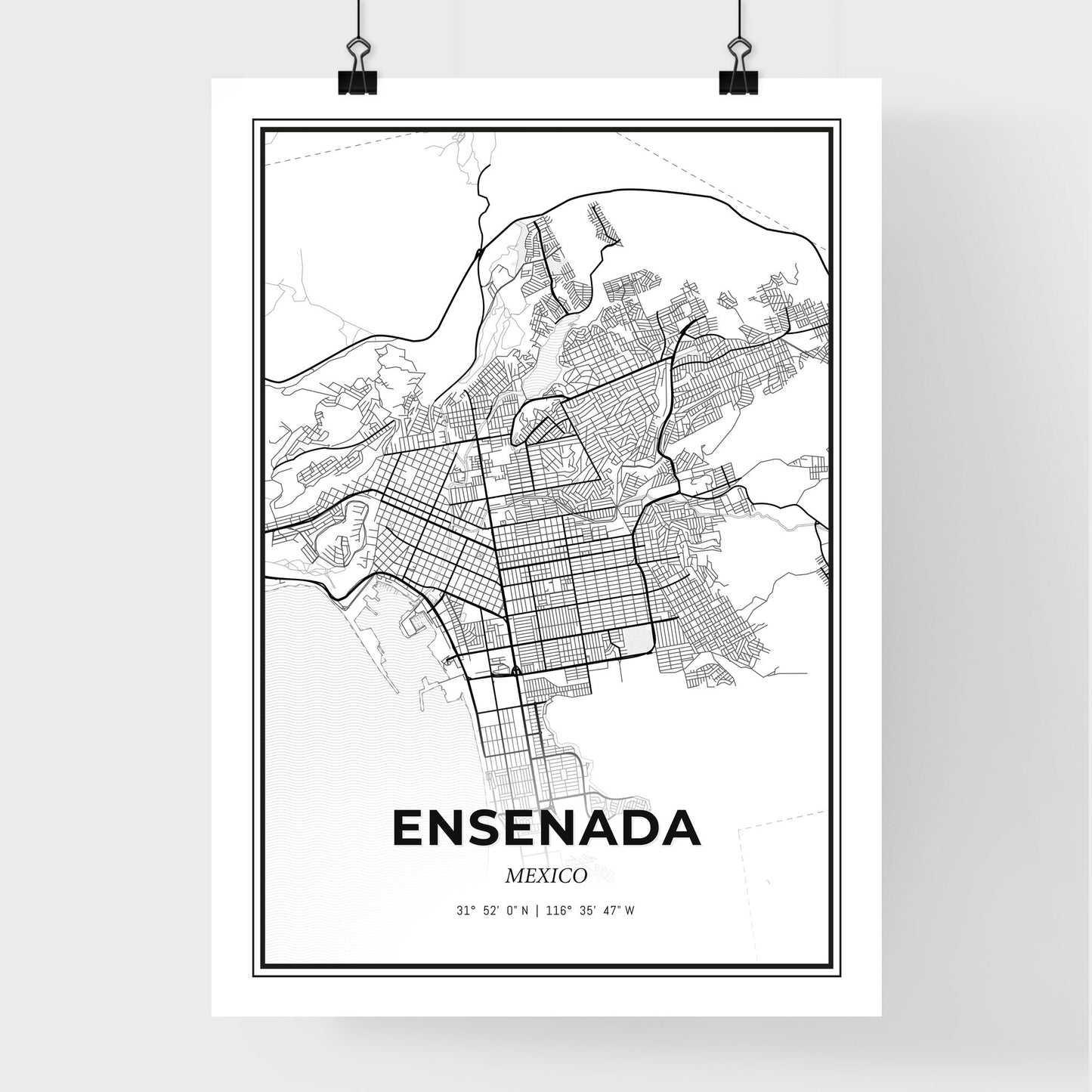 Ensenada Mexico - Premium City Map Poster