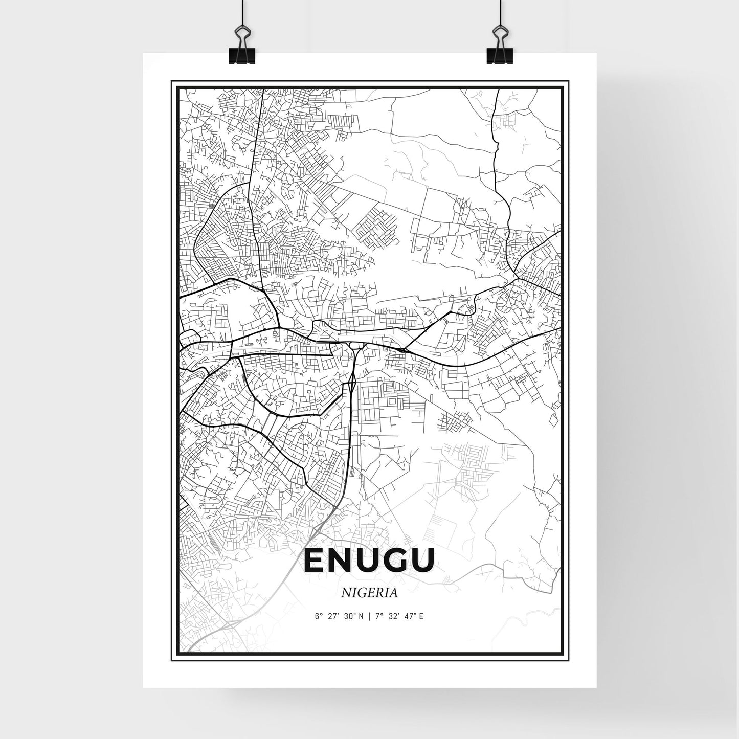 Enugu Nigeria - Premium City Map Poster