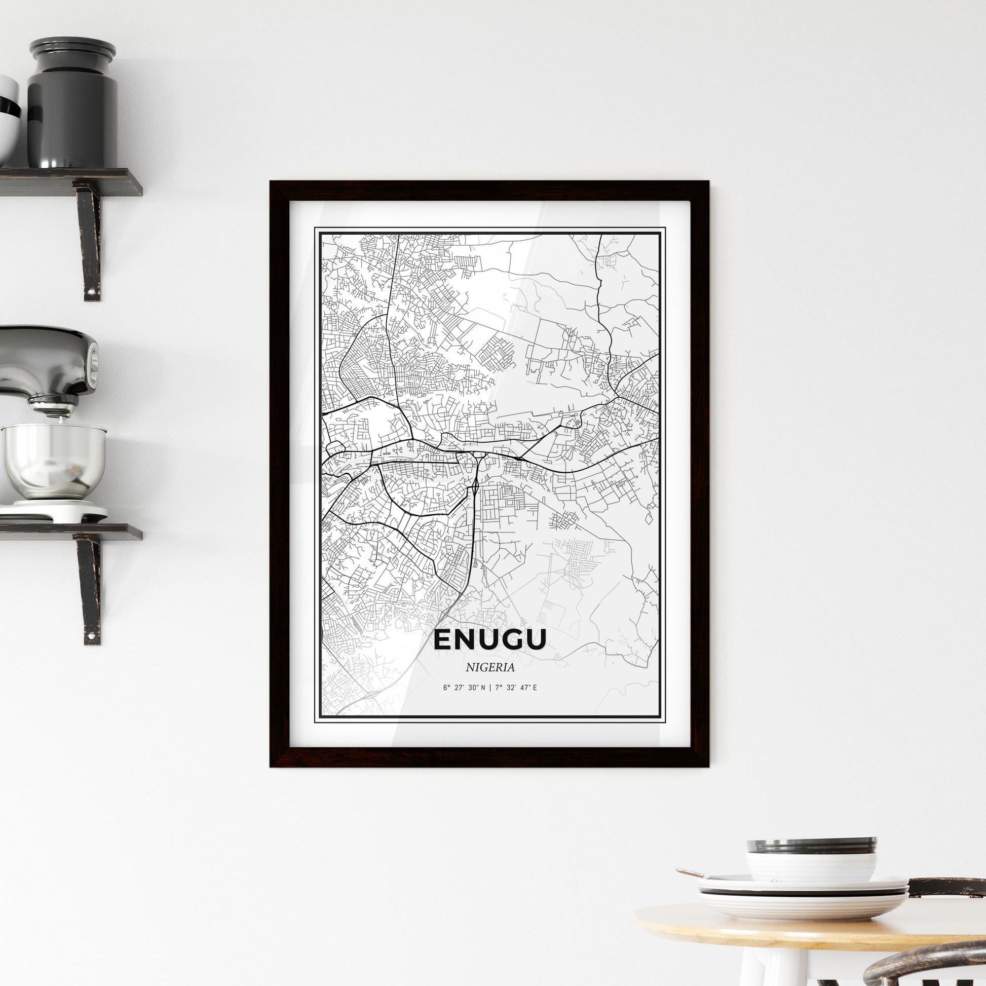 Enugu Nigeria - Minimal City Map