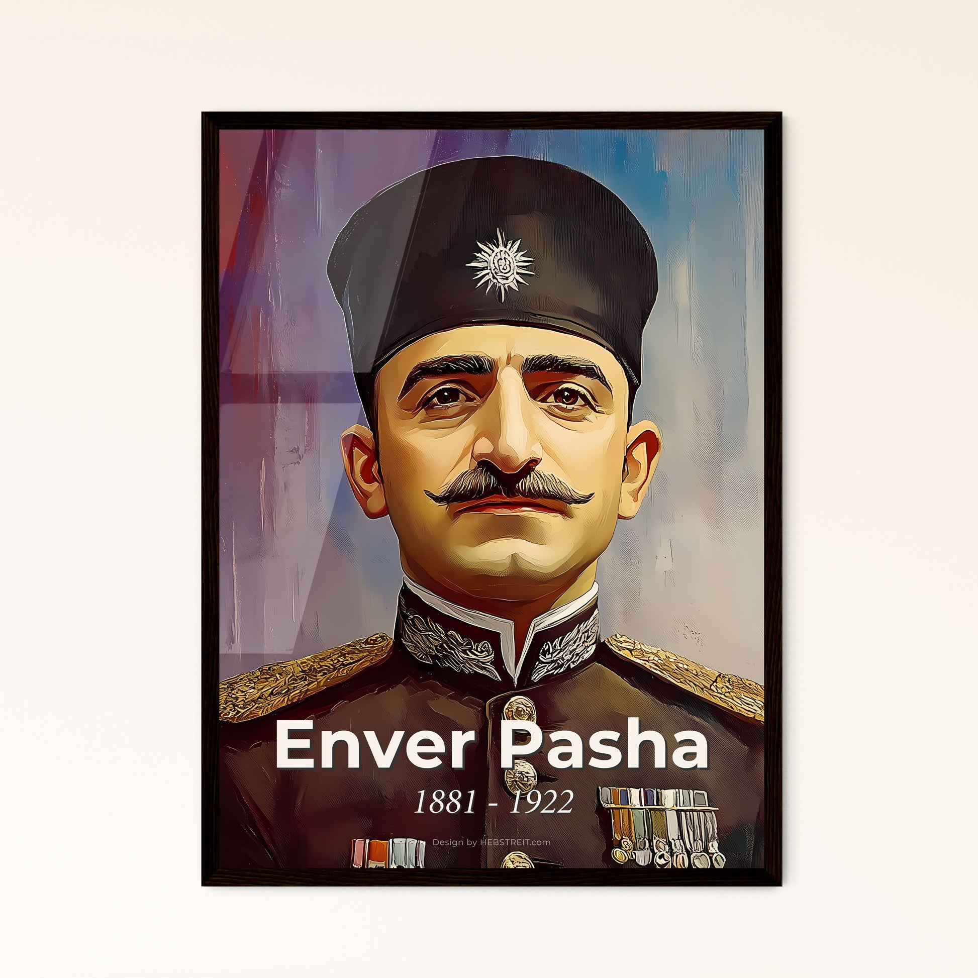 Portrait of Enver Pasha, 1881 - 1922. Impressionistic painting of a man in a military uniform.