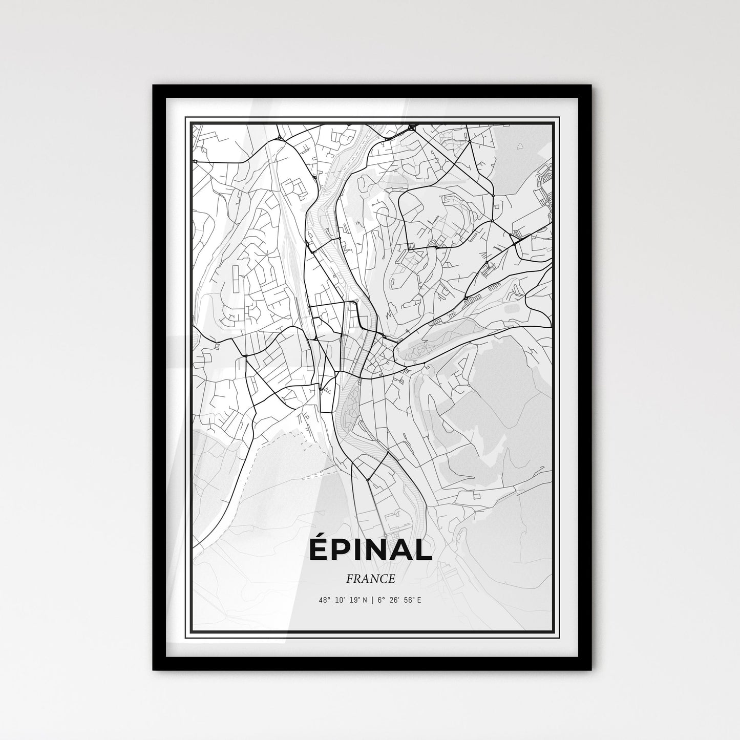 Épinal France - Scandinavian Style City Map for Modern Home Decor