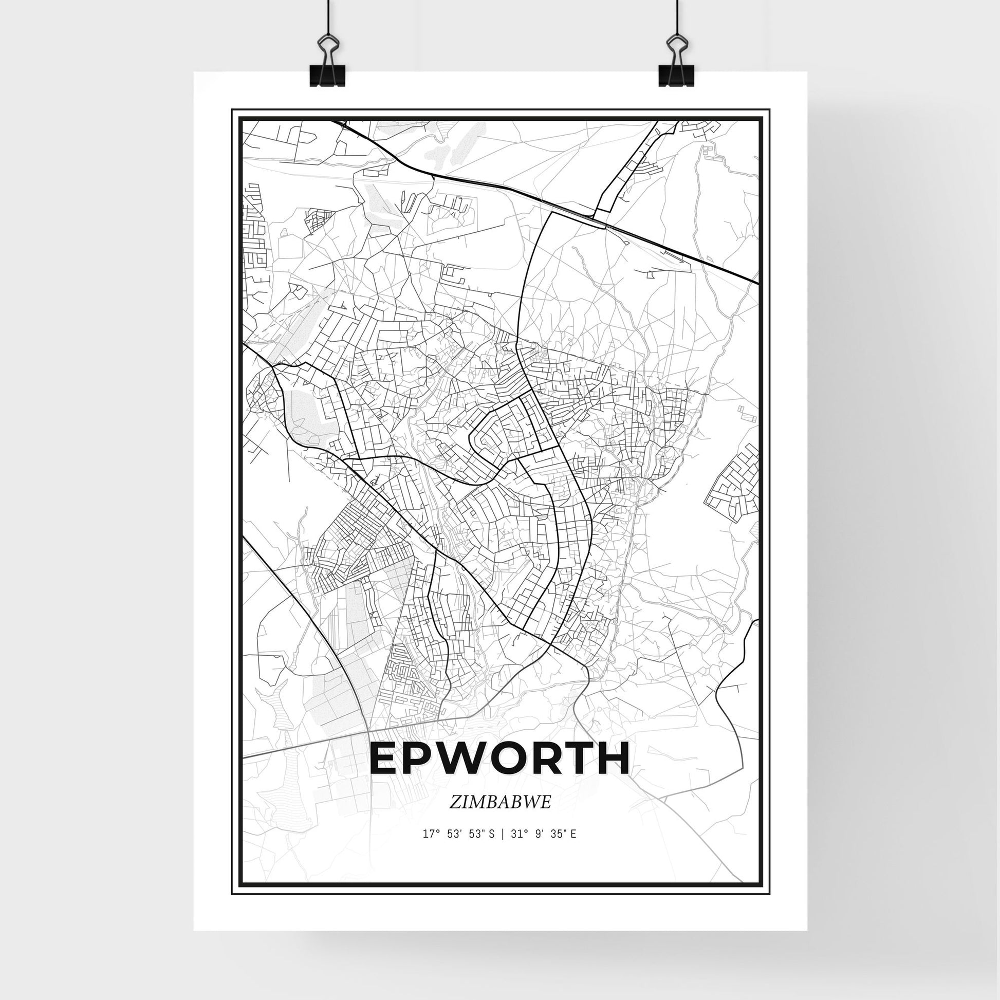 Epworth Zimbabwe - Premium City Map Poster