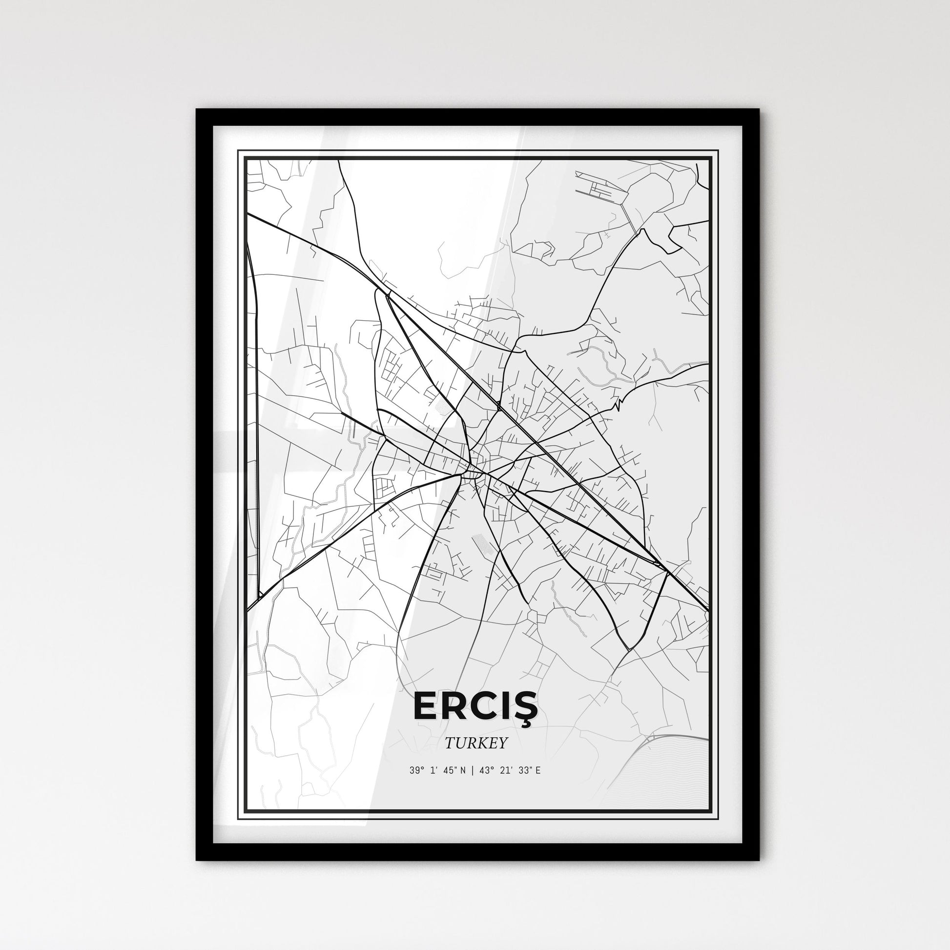 Erciş Turkey - Scandinavian Style City Map for Modern Home Decor