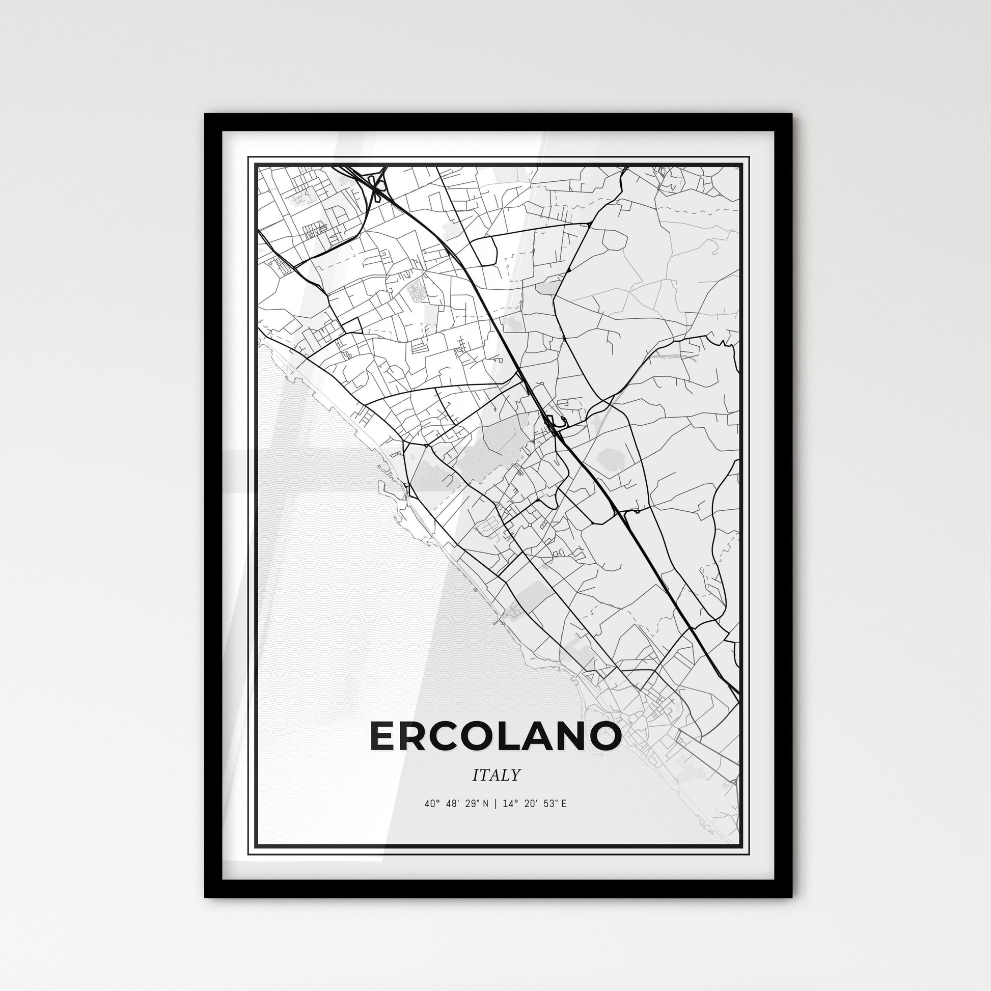 Ercolano Italy - Scandinavian Style City Map for Modern Home Decor