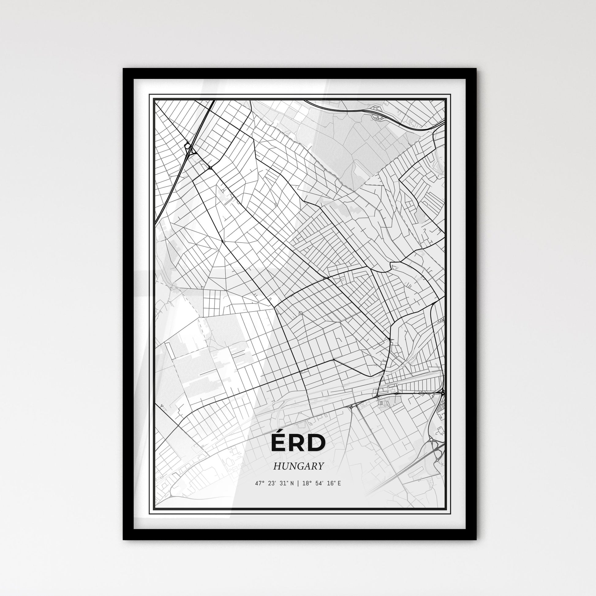 Érd Hungary - Scandinavian Style City Map for Modern Home Decor