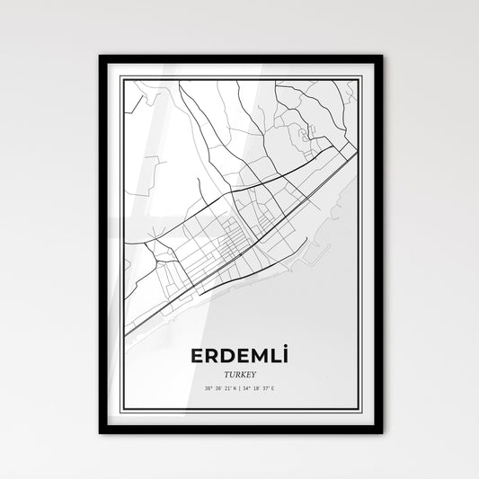 Erdemli Turkey - Scandinavian Style City Map for Modern Home Decor