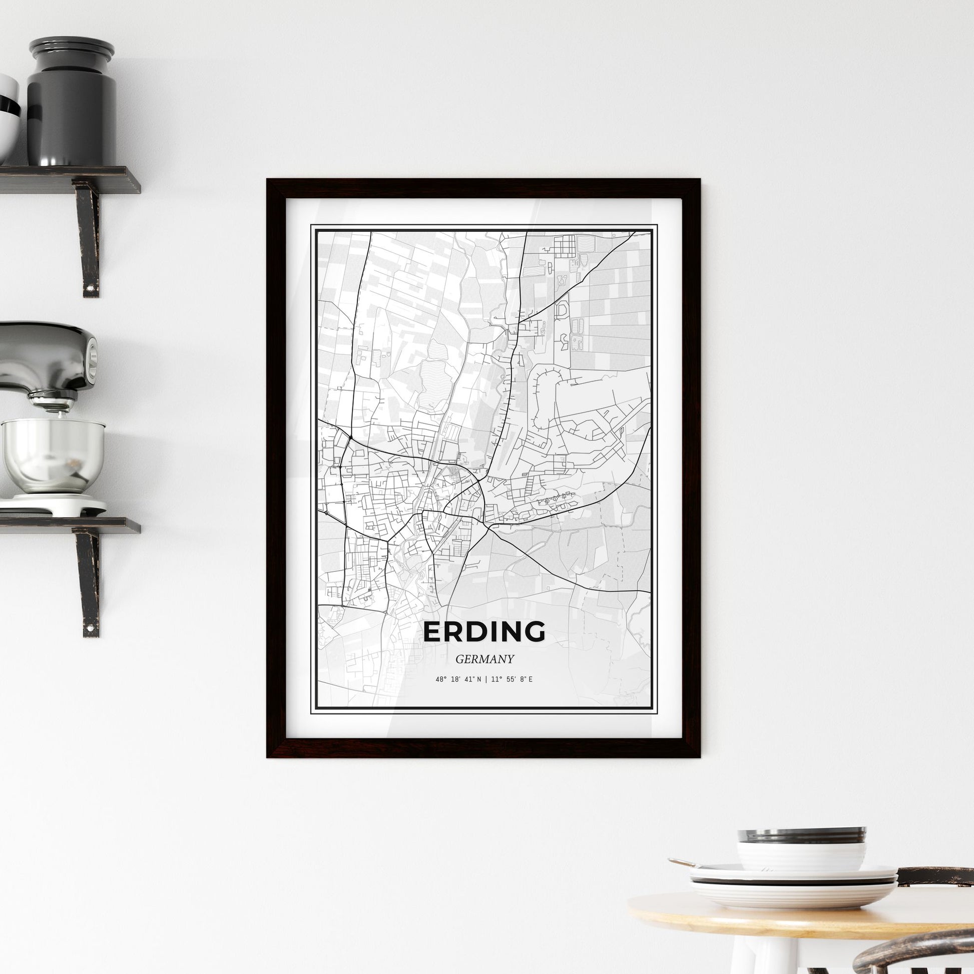 Erding Germany - Minimal City Map