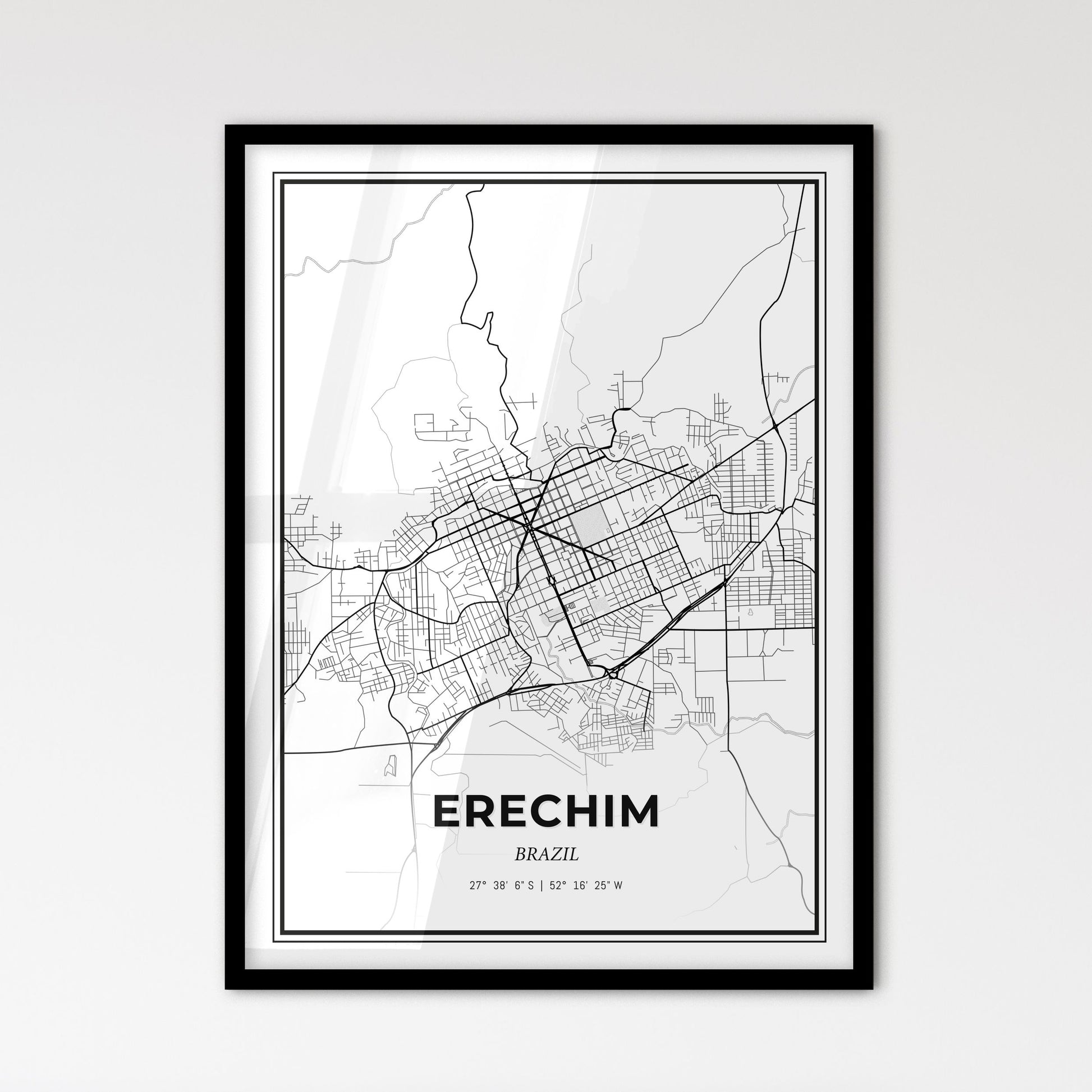 Erechim Brazil - Scandinavian Style City Map for Modern Home Decor