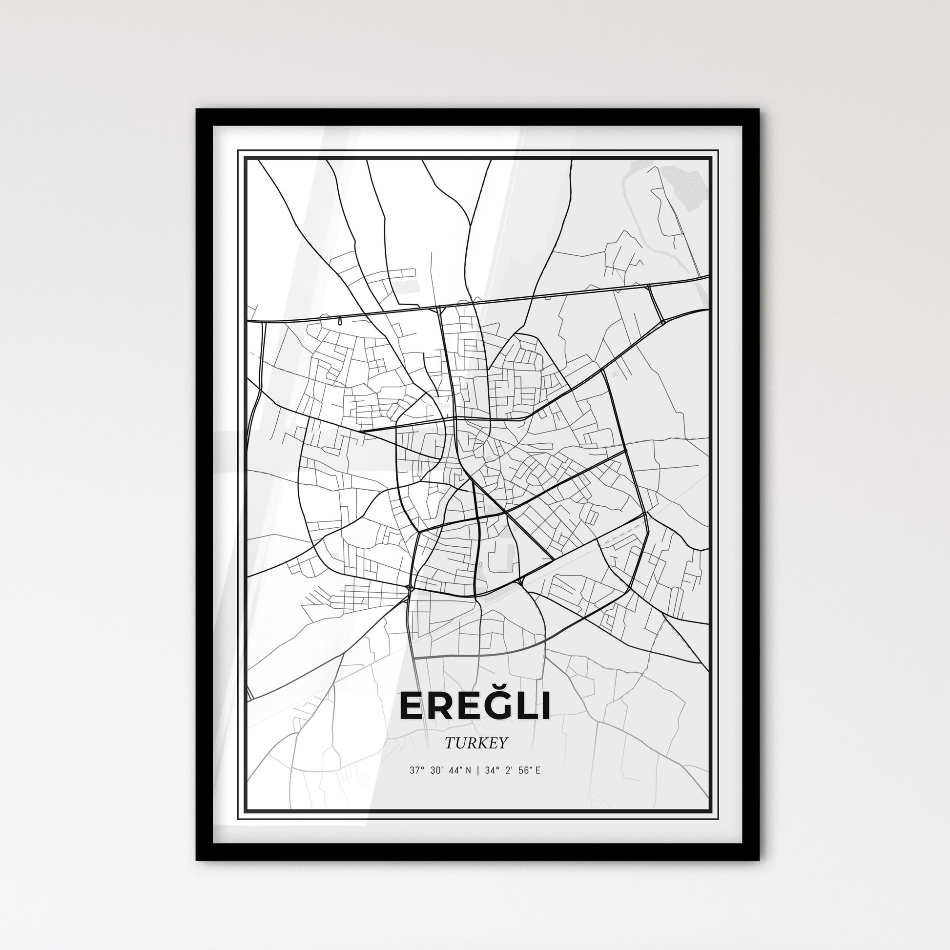 Ereğli Turkey - Scandinavian Style City Map for Modern Home Decor