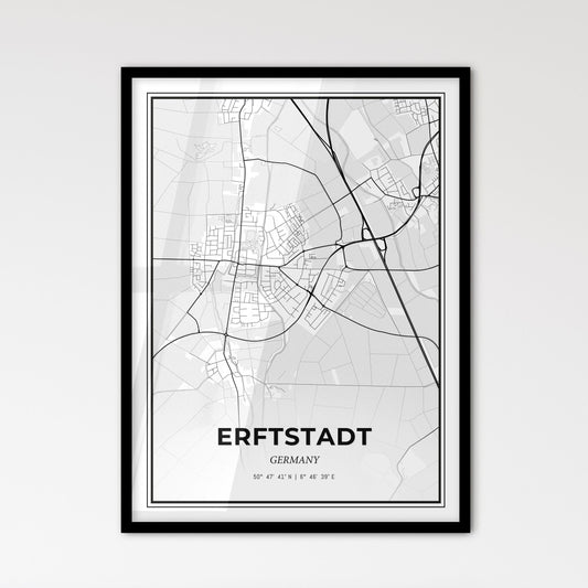 Erftstadt Germany - Scandinavian Style City Map for Modern Home Decor