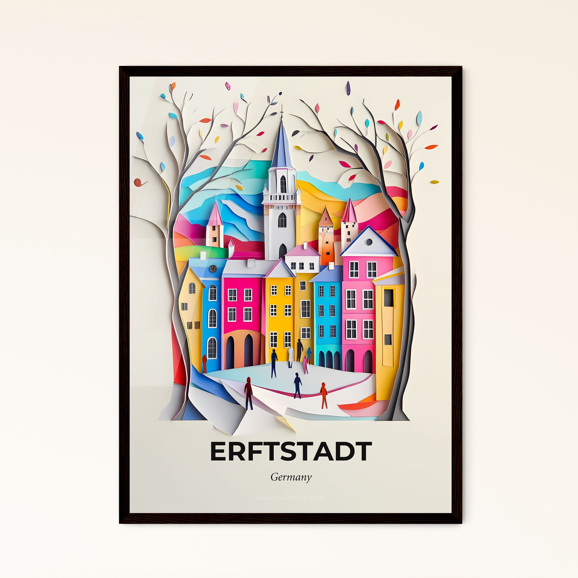 Vivid Erftstadt, Germany - a paper cut of a city with a church steeple