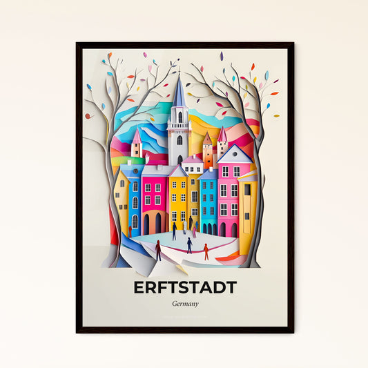 Vivid Erftstadt, Germany - a paper cut of a city with a church steeple