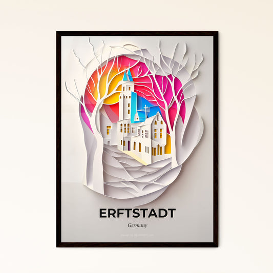 Vivid Erftstadt, Germany - a paper cut of a church in a tree