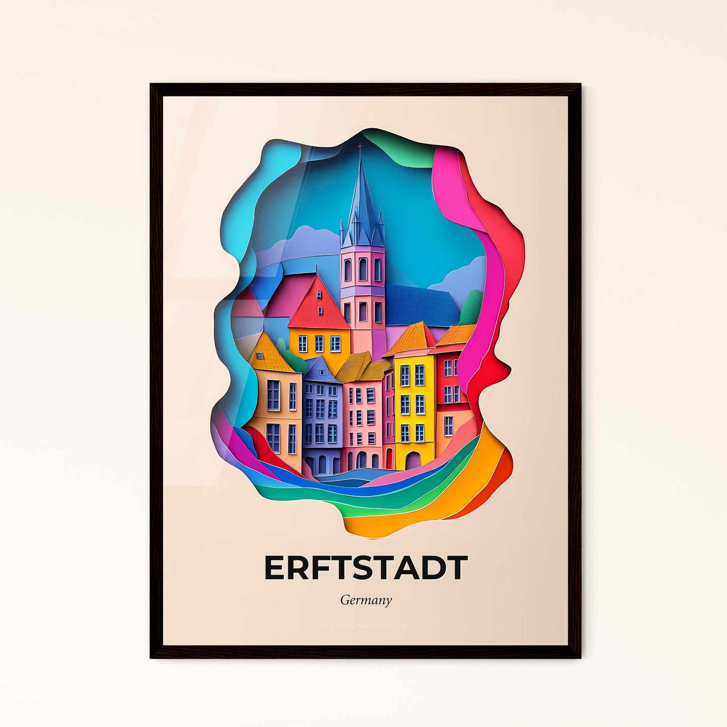 Vivid Erftstadt, Germany - a colorful city with a clock tower in the middle