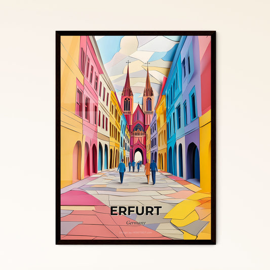 Vivid Erfurt, Germany - a painting of a street with a church in the background