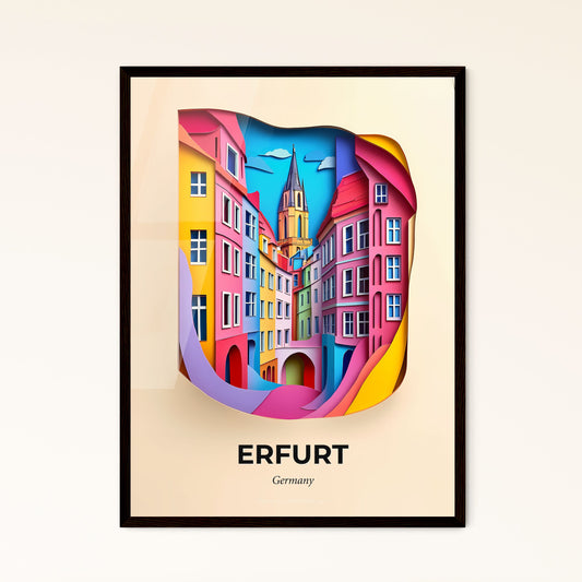 Vivid Erfurt, Germany - a paper cut of a city with a clock tower