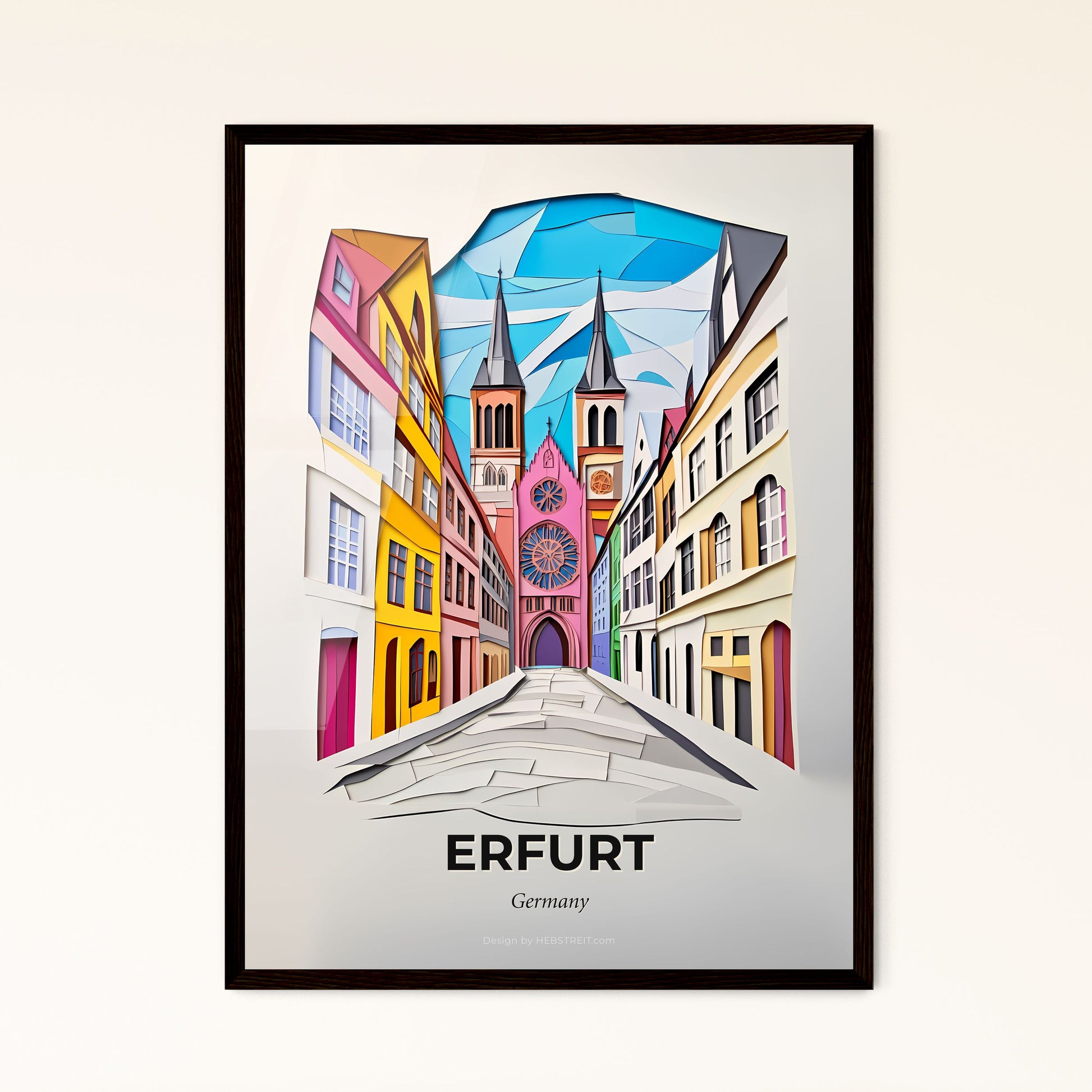 Vivid Erfurt, Germany - a street with a church in the background