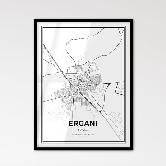 Ergani Turkey - Scandinavian Style City Map for Modern Home Decor