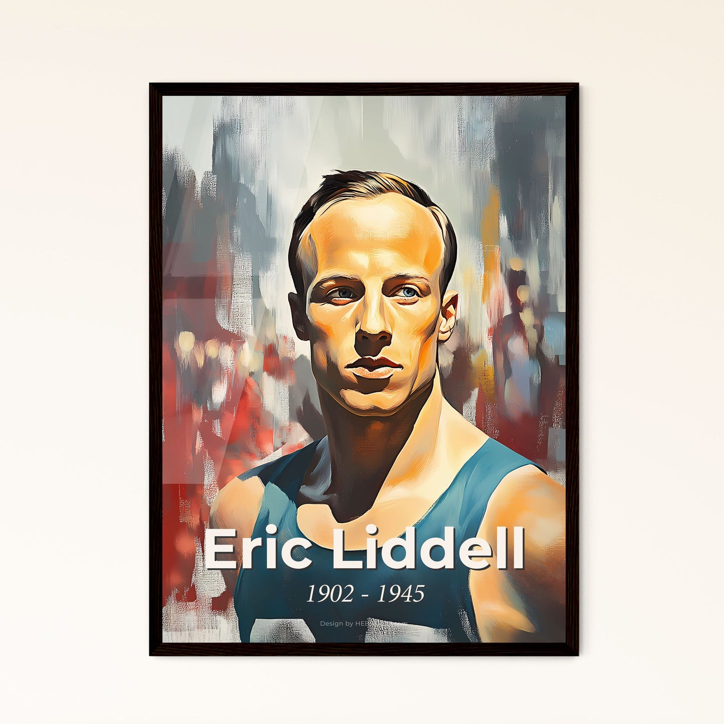 Portrait of Eric Liddell, 1902 - 1945. Impressionistic painting of a man taking a selfie.