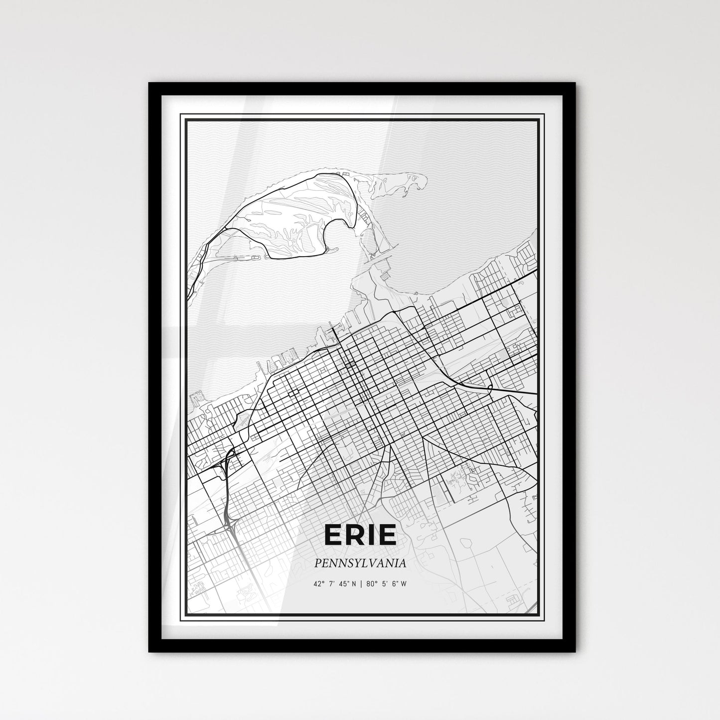 Erie Pennsylvania - Scandinavian Style City Map for Modern Home Decor