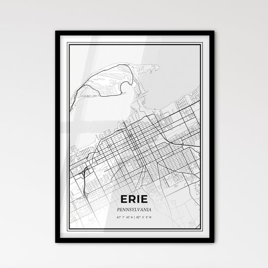 Erie Pennsylvania - Scandinavian Style City Map for Modern Home Decor