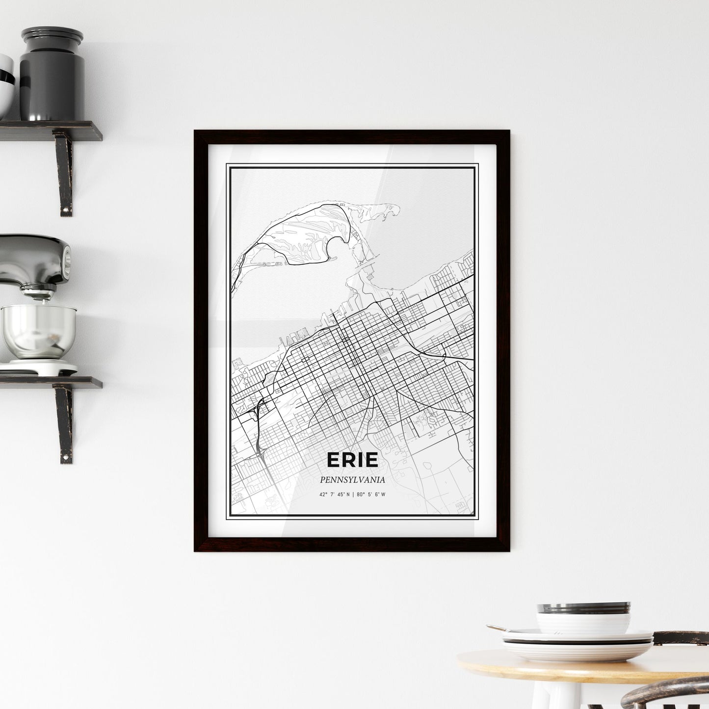 Erie Pennsylvania - Minimal City Map